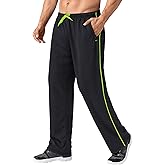 MAGNIVIT Men's Lightweight Sweatpants Loose Fit Open Bottom Mesh Athletic Pants with Zipper Pockets