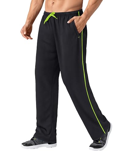 PETCDIM Striped Track Pants for Men Loose Fit Open Bottom Straight