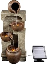 Teamson Home Solar Powered Water Feature 4 Tier Pot Fountain with LED Lights view 3