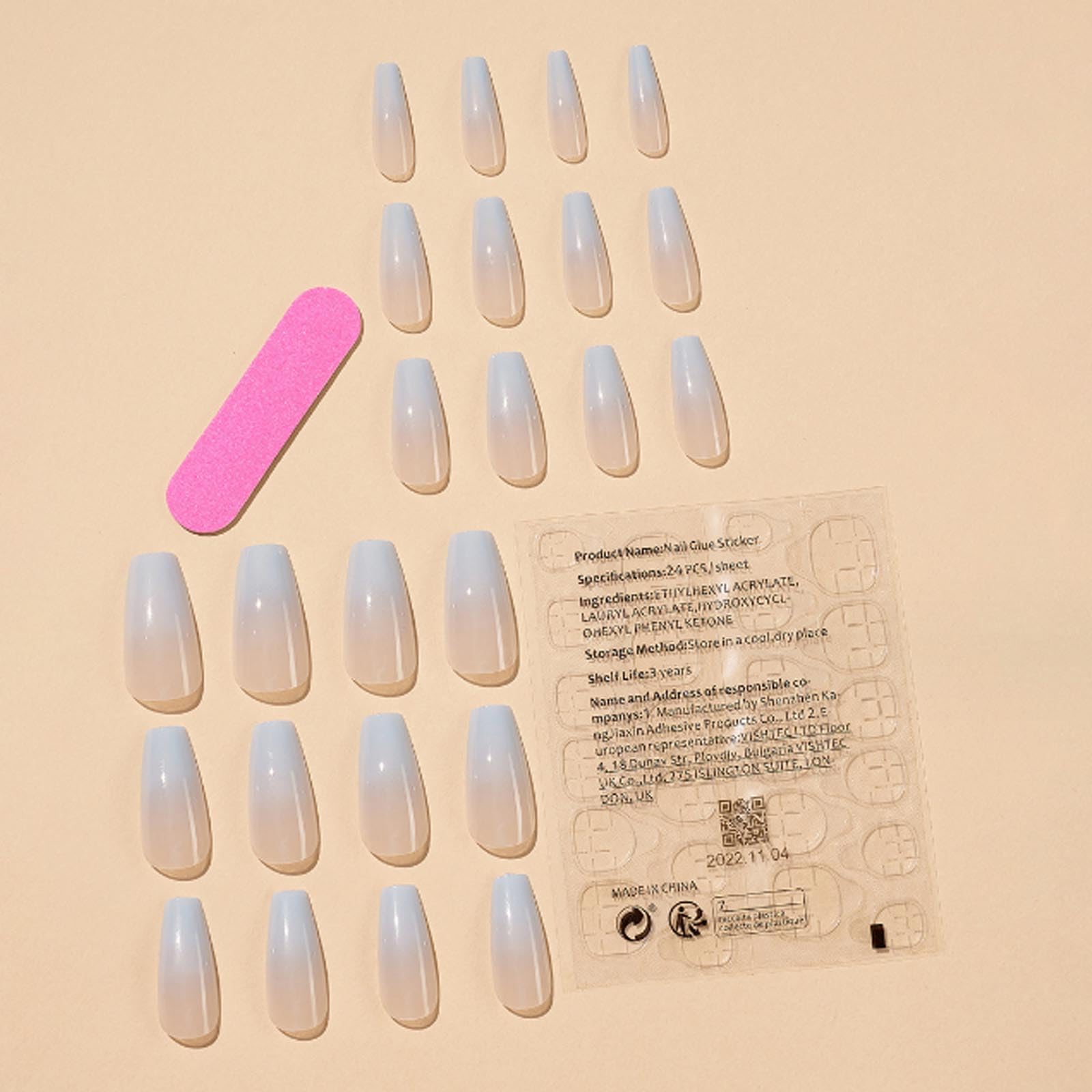 DANMANR Square Fake French Nails False Long Nails Full Cover Acrylic Long Fake Nails for Women and Girls 24PCS (Blue shiny) - Image 2