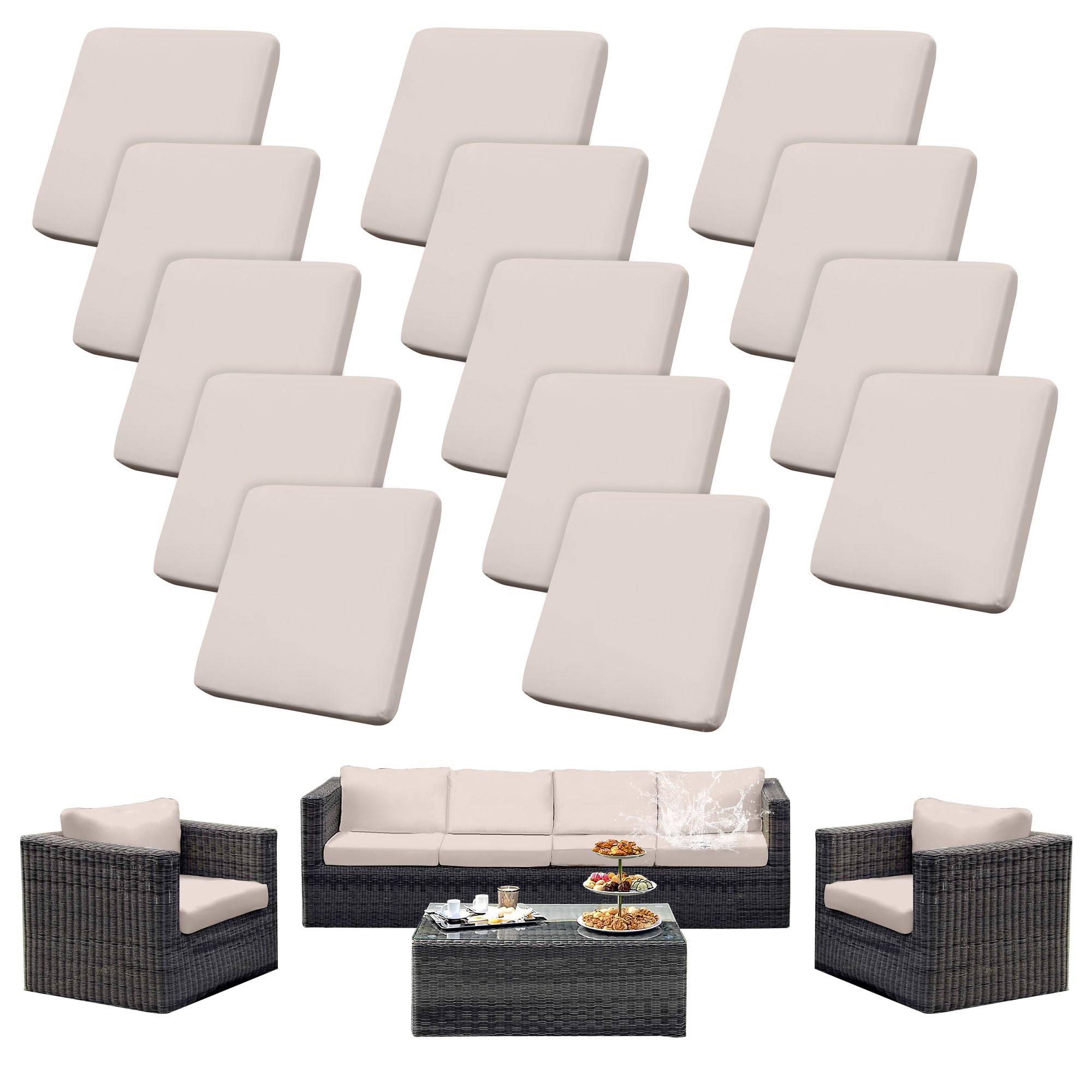 Photo 1 of SUKAIKEQA Outdoor Cushion Covers Set,14PCS Waterproof Patio Furniture Couch Seat Slipcovers, Replacement for Sofa Sectional Chair(Cover?Only)