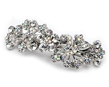 Amazon Com Bridal Wedding Barrette Silver Ab Crystals 198