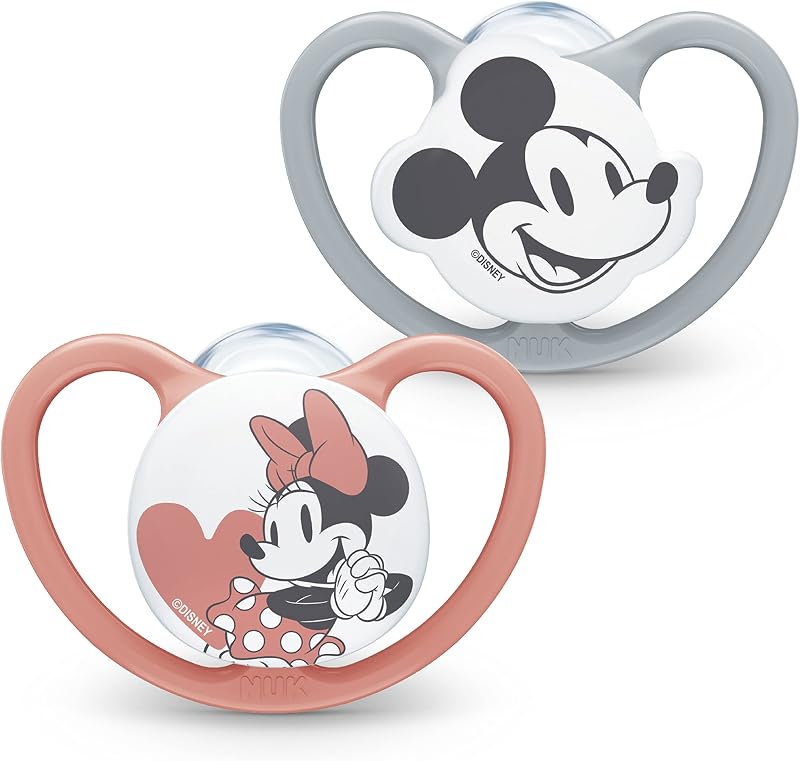 NUK Space Baby Soothe Silicone Dummy 6-18 Months Mickey Minnie 2 Count