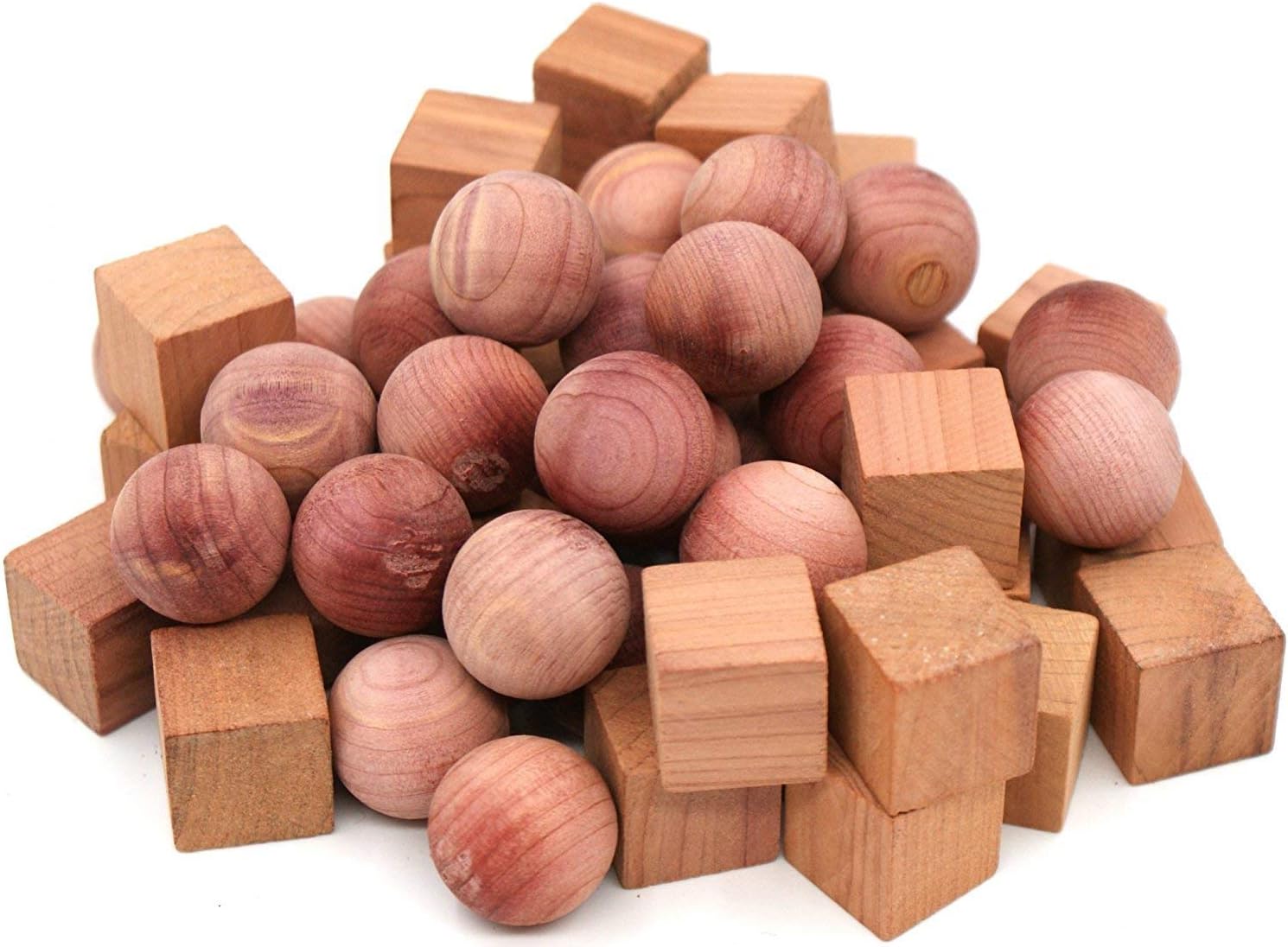 Wahdawn Aromatic Cedar Balls and Blocks for Clothes Storage, Natural Red Cedar Shoes Odor Deodorizer (100 Count)