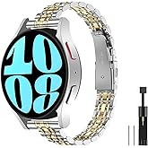 HAYONLIY Slim Stainless Steel Bands Compatible for Samsung Galaxy Watch 7/FE/6/5/4 40mm 44mm, Watch 6/4 Classic 43mm 47mm 42mm 46mm, 5 Pro 45mm, 20mm Dressy Metal Chain Thin Strap for Women