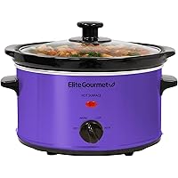 Elite Gourmet MST-275XP Electric Oval Slow Cooker, 2Qt Capacity, Purple Adjustable Temp, Entrees, Sauces, Stews & Dips…