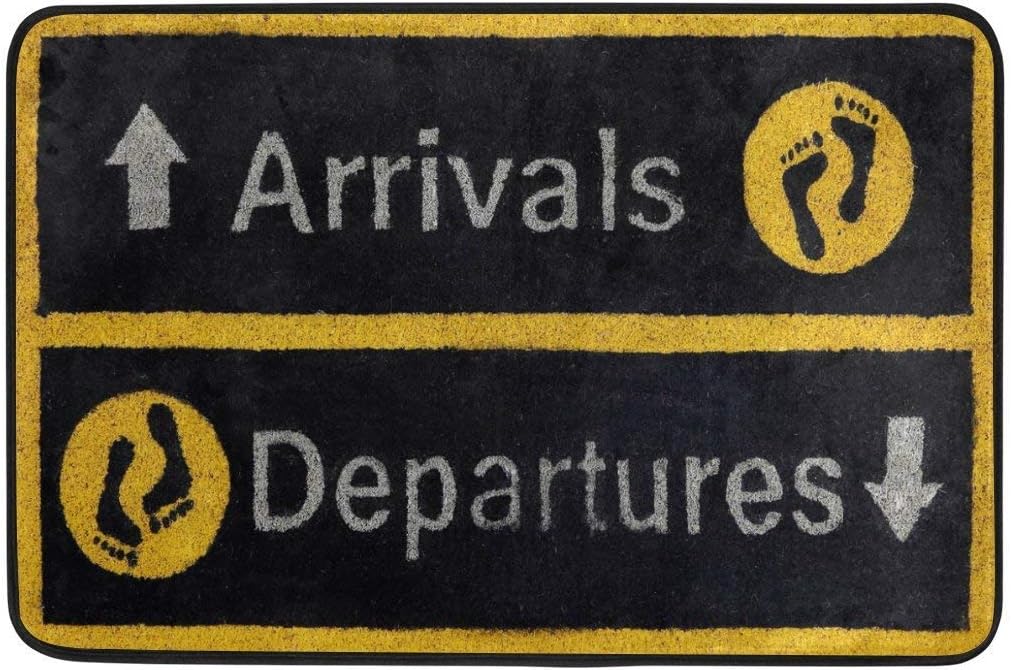 LUPNZ AKANT Arrivals Departures Quote Foot Paw Print Doormat Indoor Outdoor Mat Non Slip Polyester for Door Kitchen Bedroom Garden,15.7''x23.6''