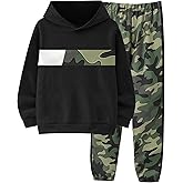 Tainmully Boys Clothes Boy Outfits 2-Piece Long Sleeve Hoodie and Camouflage Pants Boys Fall Winter Clothes for 6-16 Years