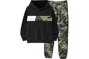 Tainmully Boys Clothes Boy Outfits 2-Piece Long Sleeve Hoodie and Camouflage Pants Boys Fall Winter Clothes for 6-16 Years