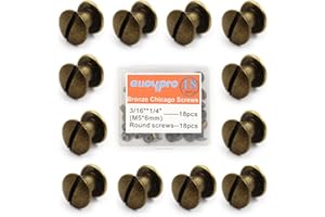 Alloypro 36 Pcs Bronze Round Metal Chicago Binding Screws Assorted Kit Nail Rivet Chicago Button DIY Leather Decoration Bookbinding Round Flat Head Stud Screw M5x6mm