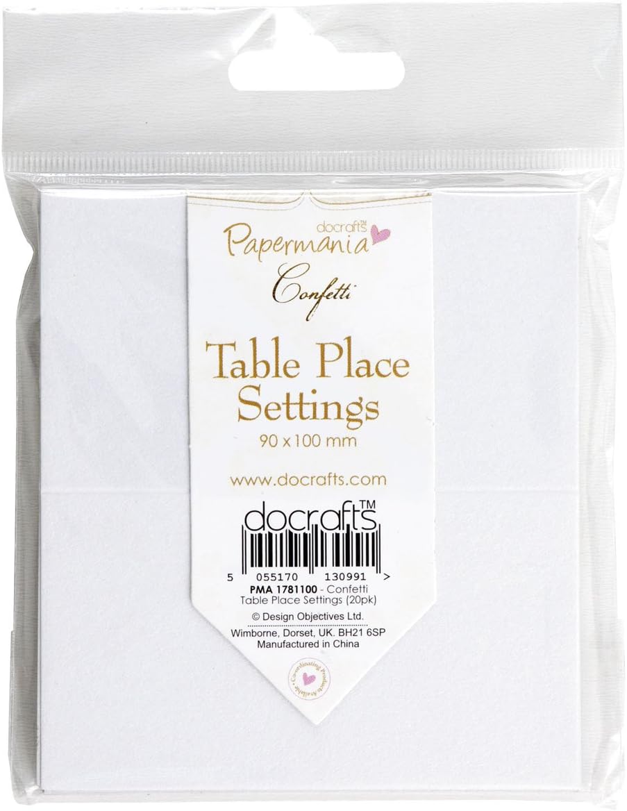 Papermania 90 x 100 mm Table Place Settings Folded Card, Pack of 20, White PMA1781100, 10 centimeters by 9 centimeters