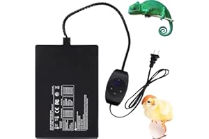 XIEHUZA Reptile Heating Pad with Thermostat, 8x12 inch Under Tank Terrarium Heater with Adhesive for 30-40gal Tank, Waterproof Heating Mat for Turtles, Lizards, Frogs, and Other Reptiles