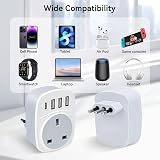 SHUOMAO UK to Italy Travel Adapter with 4 USB Ports Type L Converter view 6