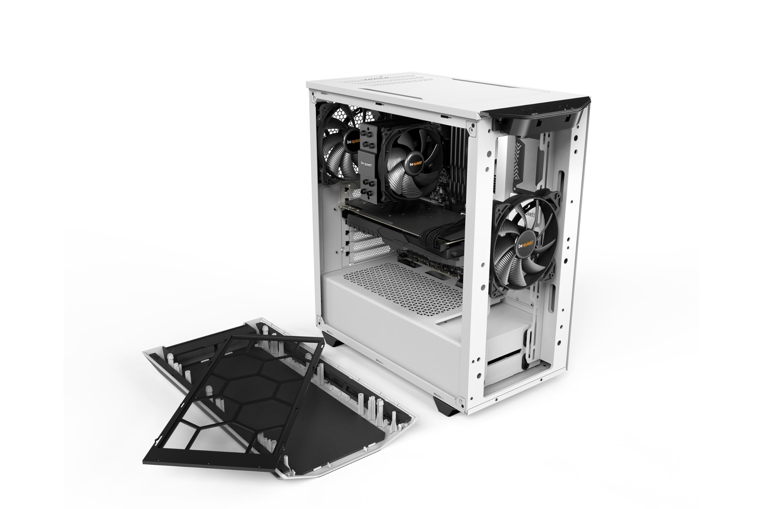 be quiet! Pure Base 500 ATX Midi Tower PC case | Tempered Glass Window | Two Pre-Installed Silent Wings Fans | White | BGW35