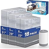 Fantictas Travel Vacuum Storage Bags with Rechargeable Air Pump, 18 Pack Portable Space Saver Bags, Compression Bags for Clothing, Bedding, Seasonal Storage & Packing Bags for Moving