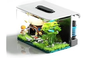 RED TAIL FISH Betta Fish Tank, 2.5 Gallon Aquarium Kit with Modular Filtration, Heater, Light, Self Cleaning, Oxygenation, Small Fish Tank for Guppy, Shrimp