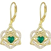 F4DEDAN Irish Jewelry Claddagh Earrings for Women Dangle 925 Sterling Silver Gold Plated Triquetra Celtic Knot Heart Irish Gifts Made In Ireland