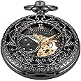 Vintage Mechanical Men's Pocket Watch, Roman Dial Clock Hand Wind Pocket Watch for Men with FOB Chain