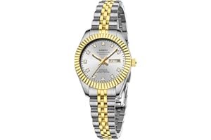 NIBOSI Watches for Women Analog Quartz Stainless Steel Dial with Day Date Luminous Waterproof Dainty Classic Luxury Diamond Elegant Dress Women's Watch for Small Wrists