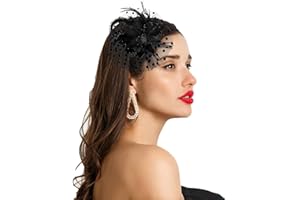 GEEHUA Fascinators Hats for Women Tea Party, Headband Flower Cocktail Mesh Feather Hat Clip Wedding Carnival Derby Hat (Black)