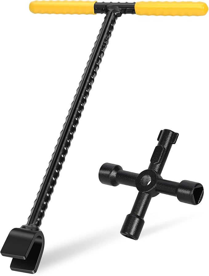 Water Meter Key 12 Inch Contractor Grade Enforced Steel THandle Curb Valve Key Wrench Tool