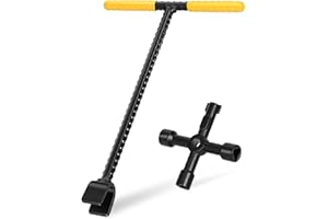 LOSTRONAUT 12" Water Meter Key - Professional Garden and Plumbing Tool for Opening and Closing Valves with Ease - with Reinforced Steel T-Handle and 4-Way Spigot Selector for Versatile Applications