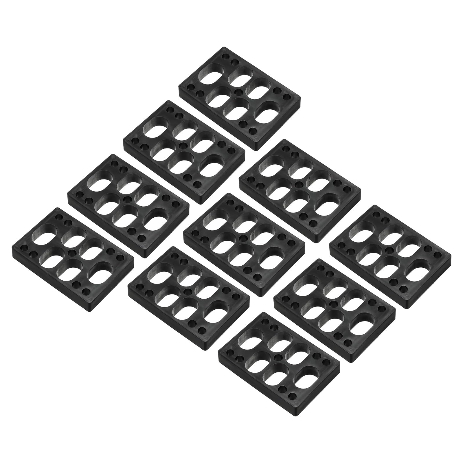 PATIKIL 1/2" Skateboard Riser Pads, 10 Pack PU 3x2 Skateboard Riser Pads Angled Wedge Shock Pads for Skateboard Truck, Black