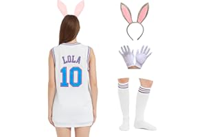 CRIDPOP Mens Basketball Jersey Bugs #1 /Lola #10 Movie Sports Party Jersey White S-XXXL