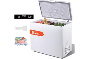 VEVOR Chest Freezer, 6.7 Cu.ft Compact Deep Freezer, Free Standing Top Open Door Chest Freezers with 2 Removable Baskets & Adjustable Thermostat - Energy Saving, Low Noise & Garage Ready, White