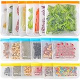 Reusable Storage Bags, 20Pack BPA Free PEVA Reusable Freezer Bags,Reusable Gallon Bags, Reusable Sandwich Bags, Silicone Food