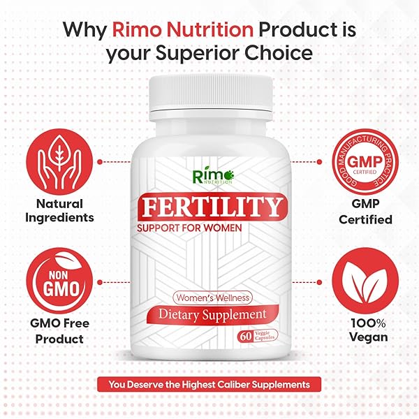 RIMO NUTRITION FERTILITY SUPPLEMENTS FOR WOMEN, OVULATION & HORMONAL BALANCE, 60 VEGETARIAN CAPSULES