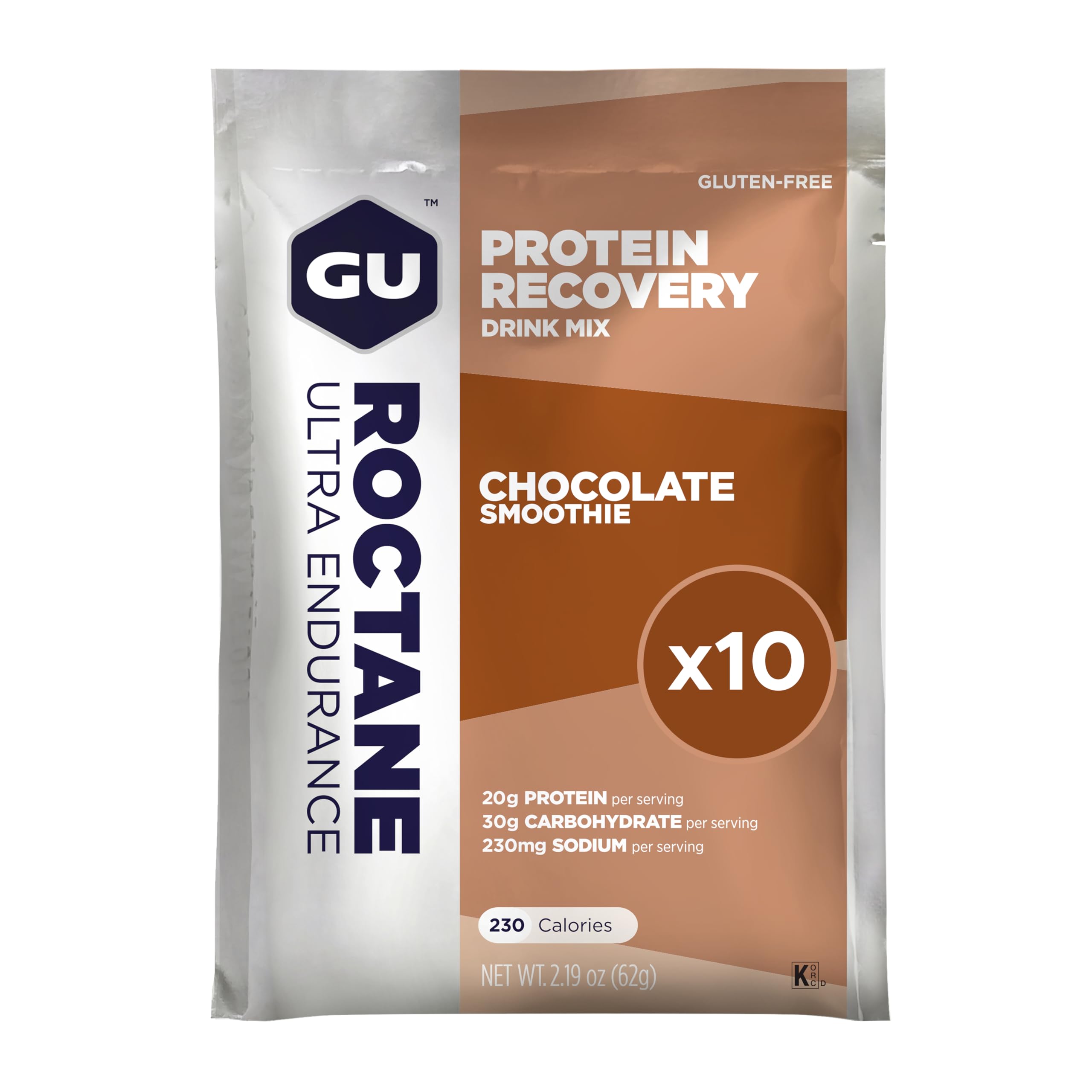 GU Energy Roctane Ultra Endurance Protein Recovery Drink Mix, Gluten-Free and Kosher Dairy, Recovery Support After Any Workout, 10 Single-Serving Packets, Chocolate Smoothie