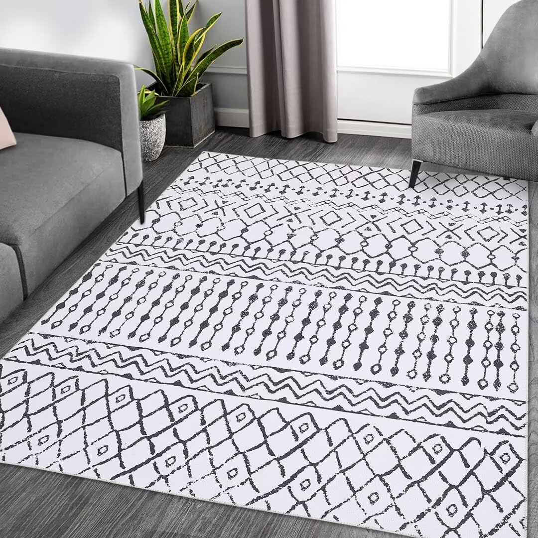 Zstar Living Room Rug, Soft, Machine Washable, Modern Boho Rugs for Bedroom Under the Dining Table, Non-Slip Morden Rug for Indoor Use for Home and Office Decoration, 120 x 170 cm