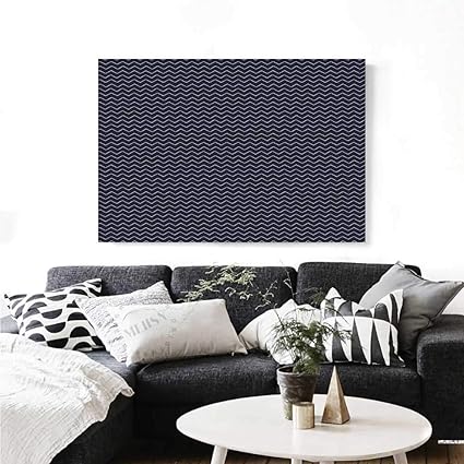 Amazon Com Navy Blue Canvas Wall Art Chevron Zigzag Ropes