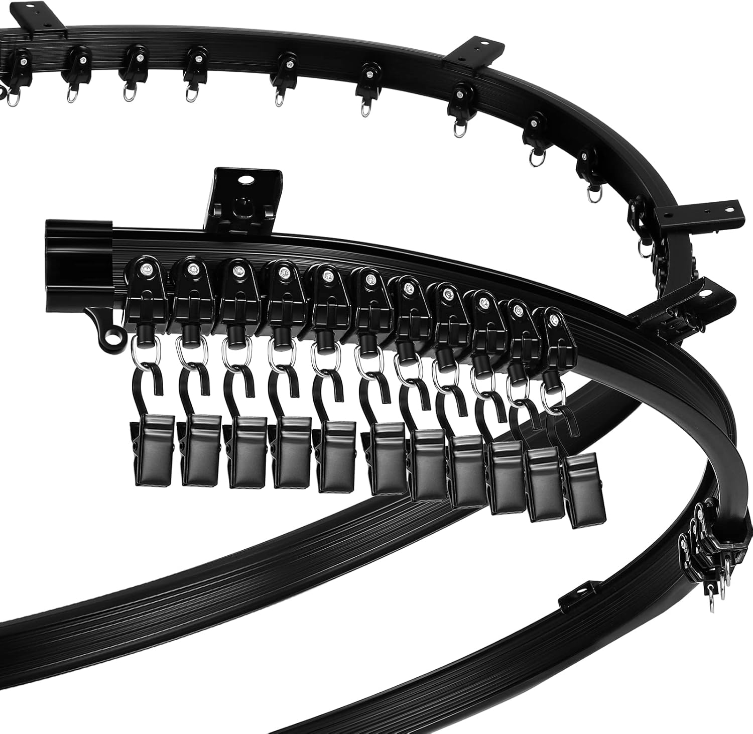 Window Treatment Hardware - Curved Ceiling Curtain Track Bendable Mount for Curtain Rail Bunk Bed Bay Window Room Divider Flexible Straight (Black,8 m/ 26 ft)