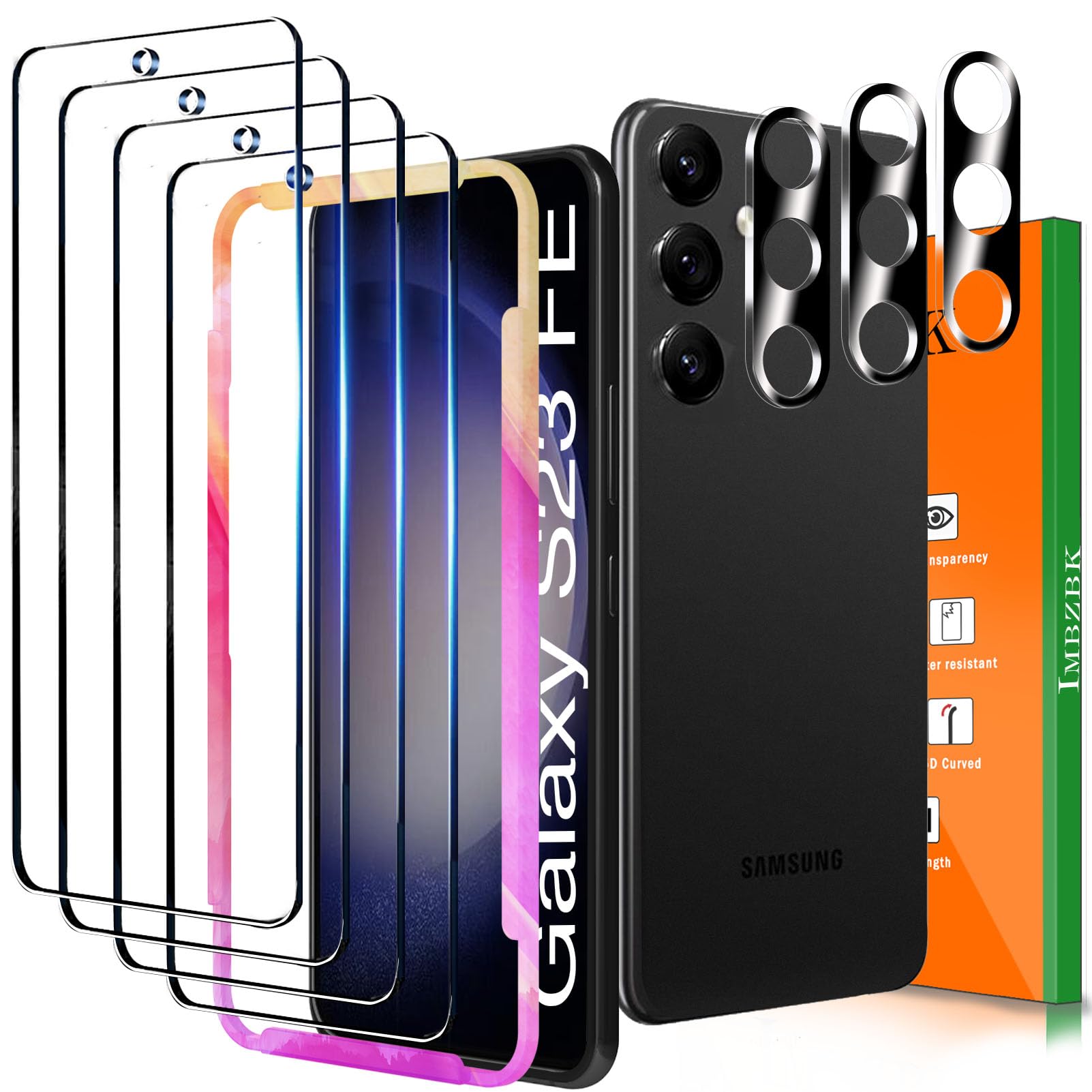 IMBZBK [Auto-Dust Removal] 3 Pack Privacy Screen Protector for iPhone [6.3 INCH] Anti Spy 17 Private Accessories, Case Friendly Film, Military Grade Tempered Glass 3 Camera Lens Protector, Pink