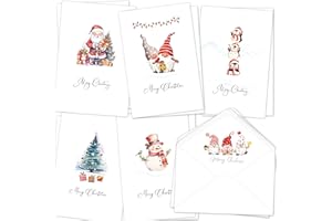 GRADESIN 24 Pack Christmas Cards Bulk with Envelopes & Stickers, Watercolor Merry Christmas Cards Blank Holiday New Years Cards 4"x 6", 6 Assorted Designs