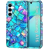 Btscase for Samsung Galaxy A16 5G Case, Marble Pattern 3 in 1 Heavy Duty Shockproof Full Body Rugged Hard PC+Soft Silicone Drop Protective Women Girl Cover for Samsung Galaxy A16 5G,Sky Blue