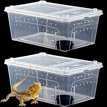 Hamiledyi 2PCS Reptile Feeding Box Snake Breeding Box Transparent