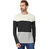 U.S. Polo Assn. Long Sleeve Tee C/S Color-Block Small Pony Vanilla Prep LG