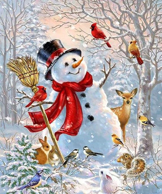 Amazon.com: 5D Round Diamond Painting Kit - Christmas Snowman Diamond
