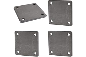 CDFYJHFDQ 4 Pcs Steel Plates with Hole, 6“×6”Weldable Sheet Metal Square Brackets, Supports Painted Steel Square Brackets, for Industrial and Home Construction