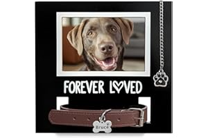 MYPAWLETS Dog/Cat Collar Memorial Frame with Paw Print Charm,Pet Loss Sympathy Gift,Pets Memorial Gift for Loss of Dog,Forever Loved Pet Keepsake Frame,Dogs Passing Away Gifts