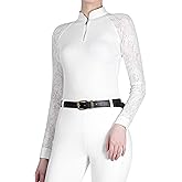 Harrison Howard Women's Slim Fit Long Sleeve Equestrian Show Shirt with Lace Sleeves Elegant Female Lace Top