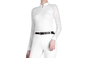 Harrison Howard Women's Slim Fit Long Sleeve Equestrian Show Shirt with Lace Sleeves Elegant Female Lace Top