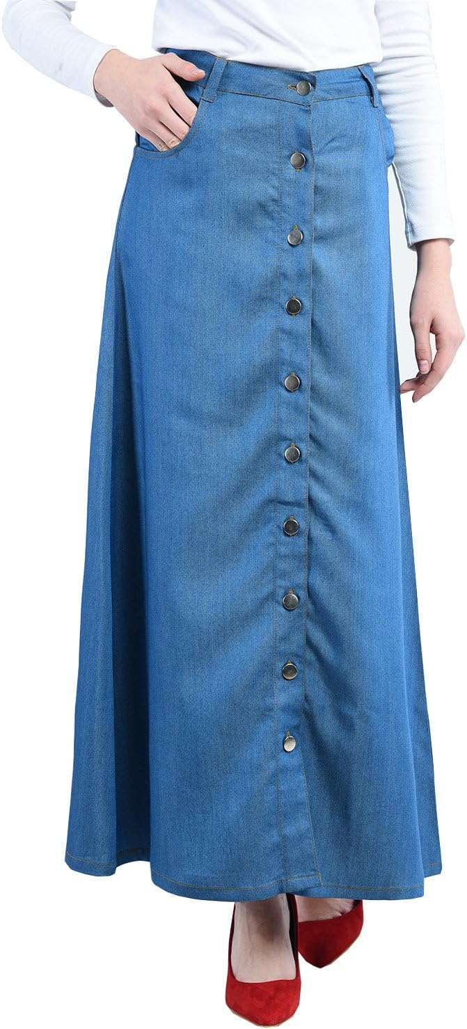 PepTrends Light Weight Denim Maxi Skirt