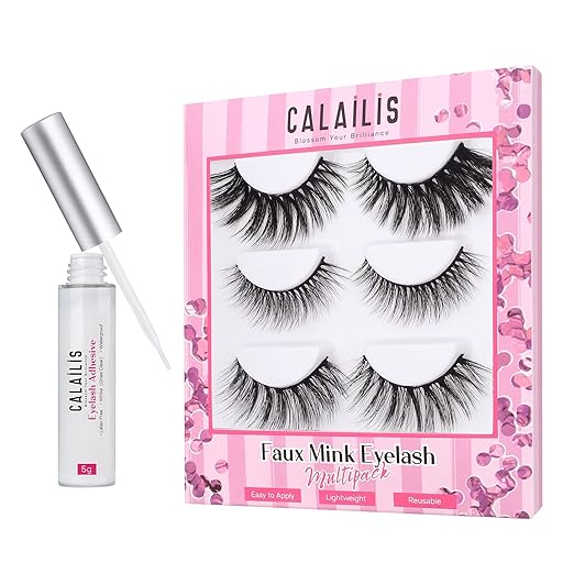 Buy CALAILIS False Eyelash, Eye Makeup Lash 3D Faux Mink Fake Eyelash Long Natural Eyelashes 3