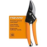 Fiskars Bypass Pruning Shears, 5/8-Inch Cut Capacity SoftGrip Hand Pruner for Small Hands, Blade Stays Sharp Through Heavy Use with Rust Resistant, Low-Friction Coating