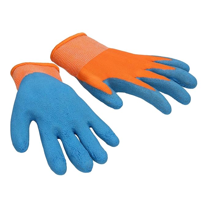 Kinder Hobby Spiel Garten- und Arbeitshandschuhe Kinderhandschuhe (6, Orange)