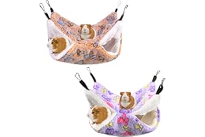 Provone 2Pcs Rat Hammocks for Cage, 2-Layer Warm Chinchilla Hanging Bed, Soft Hamster Bed for Sleeping and Playing Small Anim
